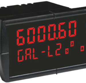 A black digital display device with red LED numbers showing "6000.60" and "CAL-L2" below it. On the right, there are four blue buttons labeled "MENU," "F1," "F2," and an unmarked button. The screen has additional small red indicators.