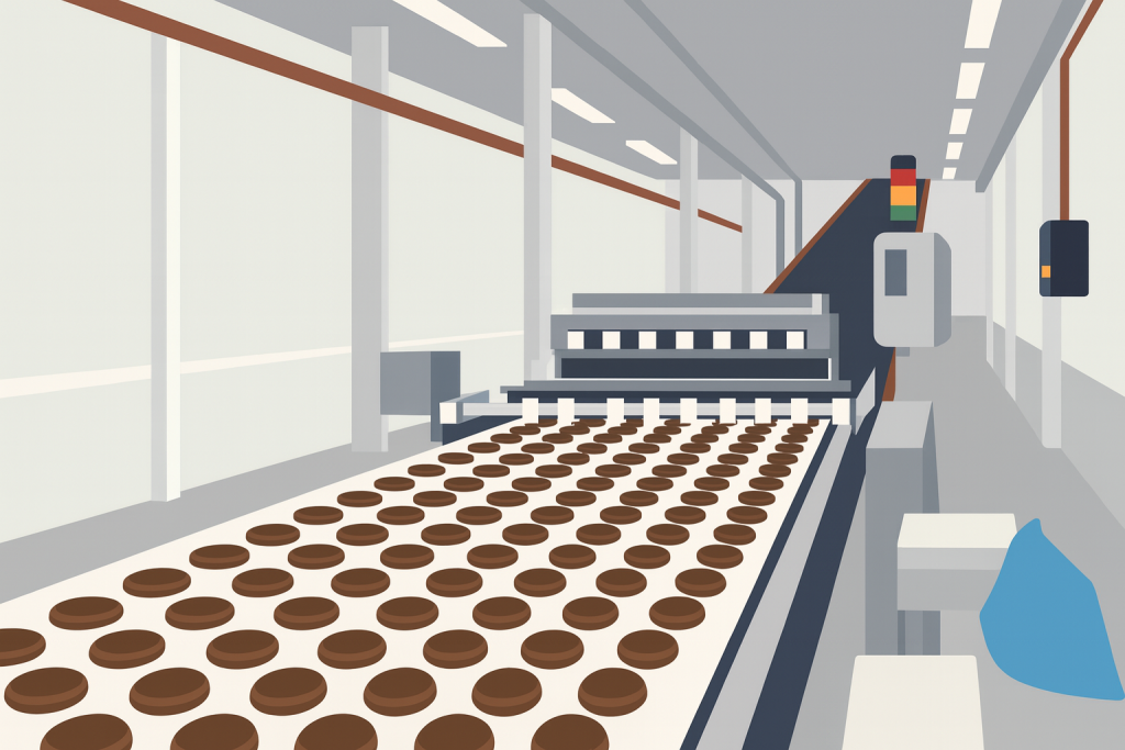 food production line flat graphic